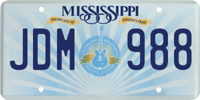 MS license plate JDM988