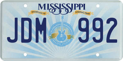 MS license plate JDM992