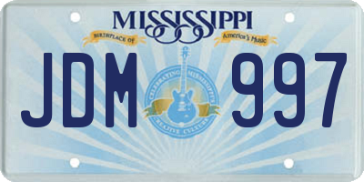 MS license plate JDM997
