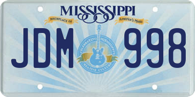 MS license plate JDM998