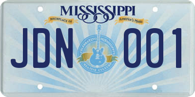 MS license plate JDN001