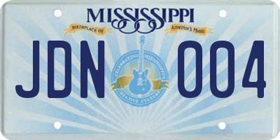 MS license plate JDN004