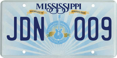 MS license plate JDN009