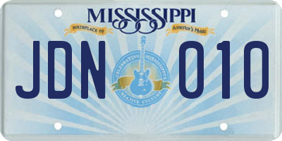 MS license plate JDN010