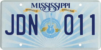 MS license plate JDN011