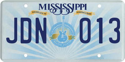 MS license plate JDN013