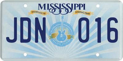 MS license plate JDN016