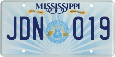 MS license plate JDN019