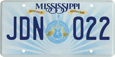 MS license plate JDN022