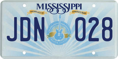 MS license plate JDN028