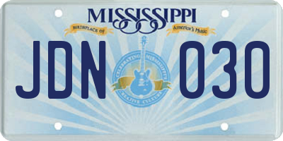 MS license plate JDN030