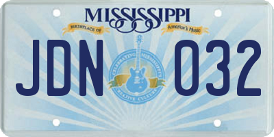 MS license plate JDN032