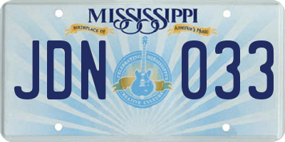 MS license plate JDN033