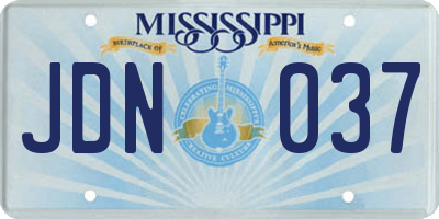 MS license plate JDN037