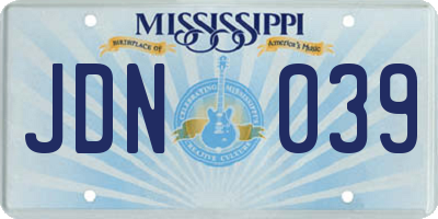 MS license plate JDN039