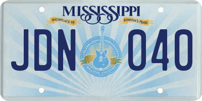 MS license plate JDN040