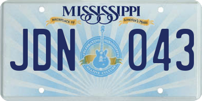 MS license plate JDN043