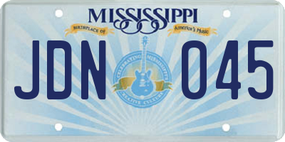 MS license plate JDN045
