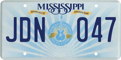 MS license plate JDN047