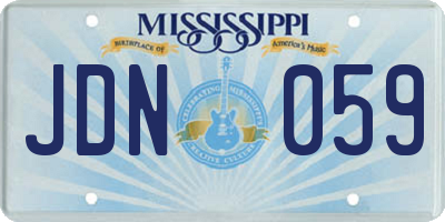 MS license plate JDN059