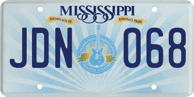 MS license plate JDN068
