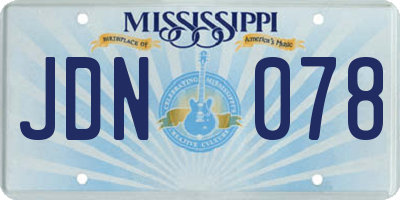MS license plate JDN078