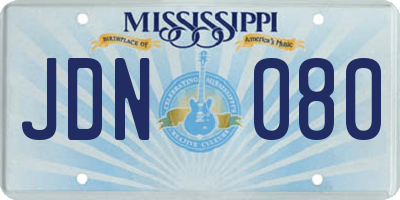 MS license plate JDN080