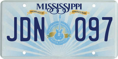 MS license plate JDN097