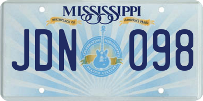 MS license plate JDN098