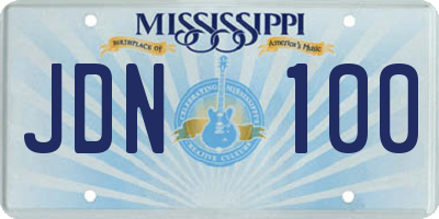 MS license plate JDN100