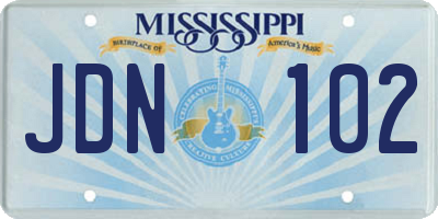 MS license plate JDN102