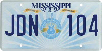 MS license plate JDN104