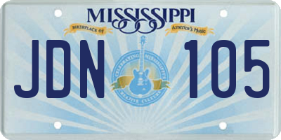 MS license plate JDN105