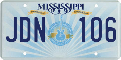 MS license plate JDN106