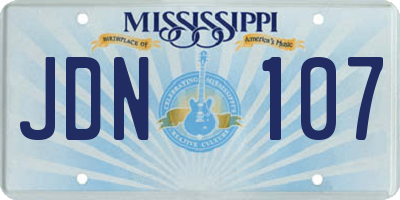 MS license plate JDN107