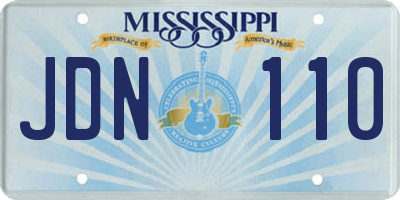 MS license plate JDN110