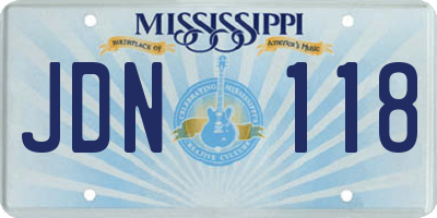 MS license plate JDN118