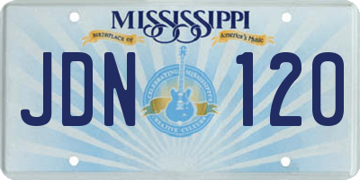 MS license plate JDN120