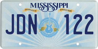 MS license plate JDN122