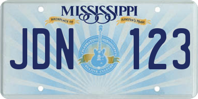 MS license plate JDN123