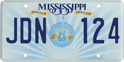 MS license plate JDN124