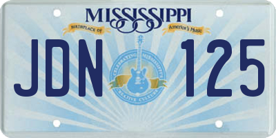 MS license plate JDN125