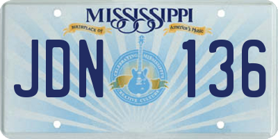 MS license plate JDN136