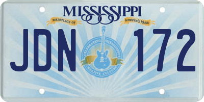 MS license plate JDN172