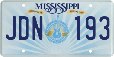 MS license plate JDN193