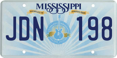 MS license plate JDN198