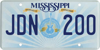 MS license plate JDN200