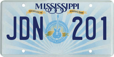 MS license plate JDN201