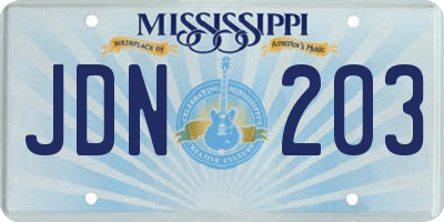 MS license plate JDN203