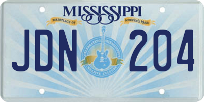 MS license plate JDN204